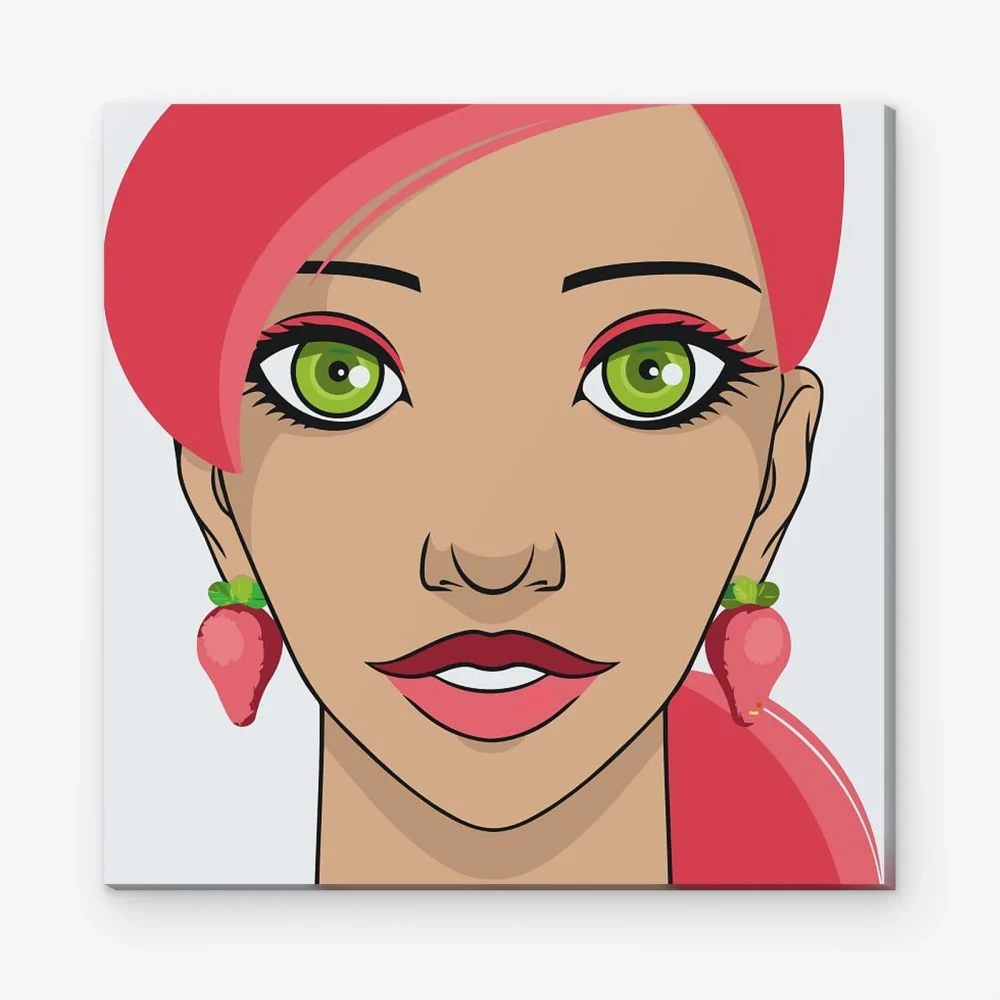 Pintar por Números - Mujer con pendientes de fresa