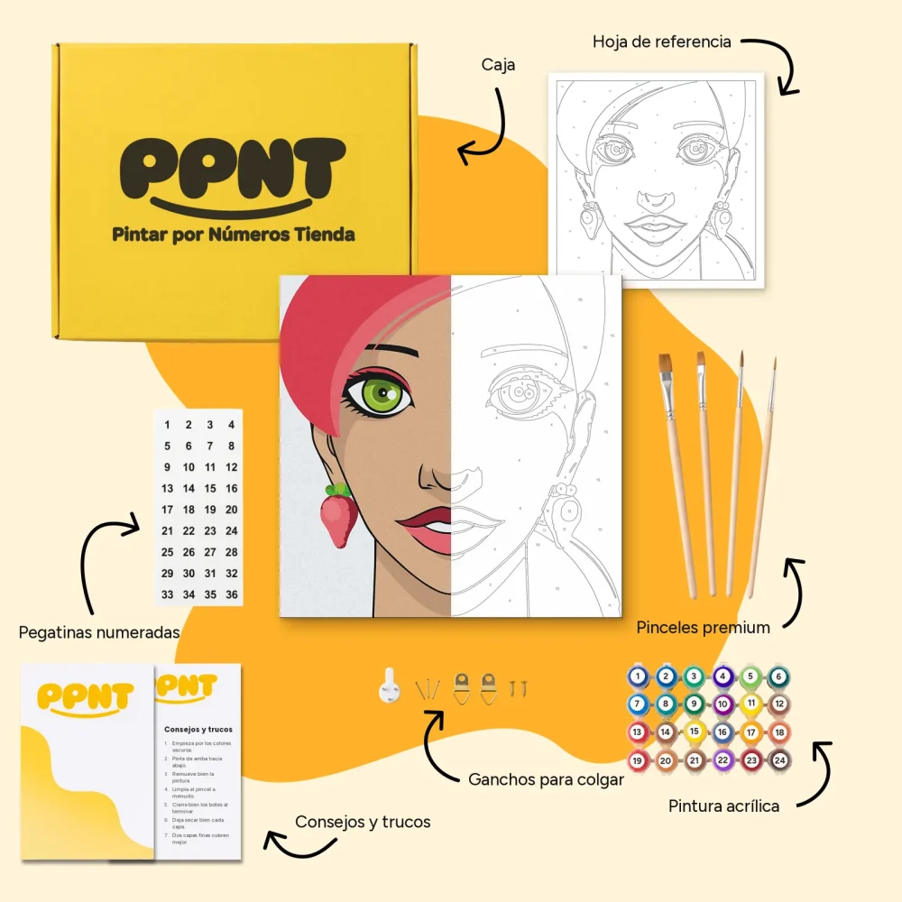 Pintar por Números - Mujer con pendientes de fresa
