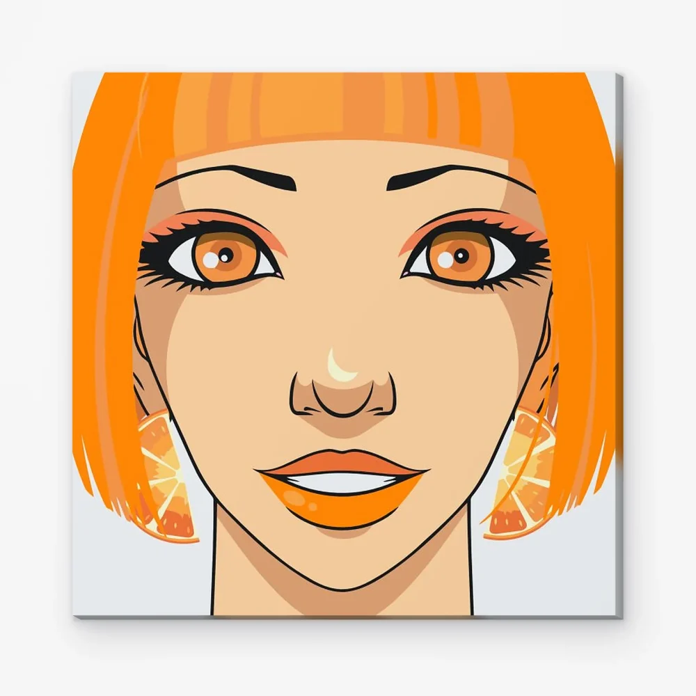 Pintar por Números - Mujer con pendientes naranjas
