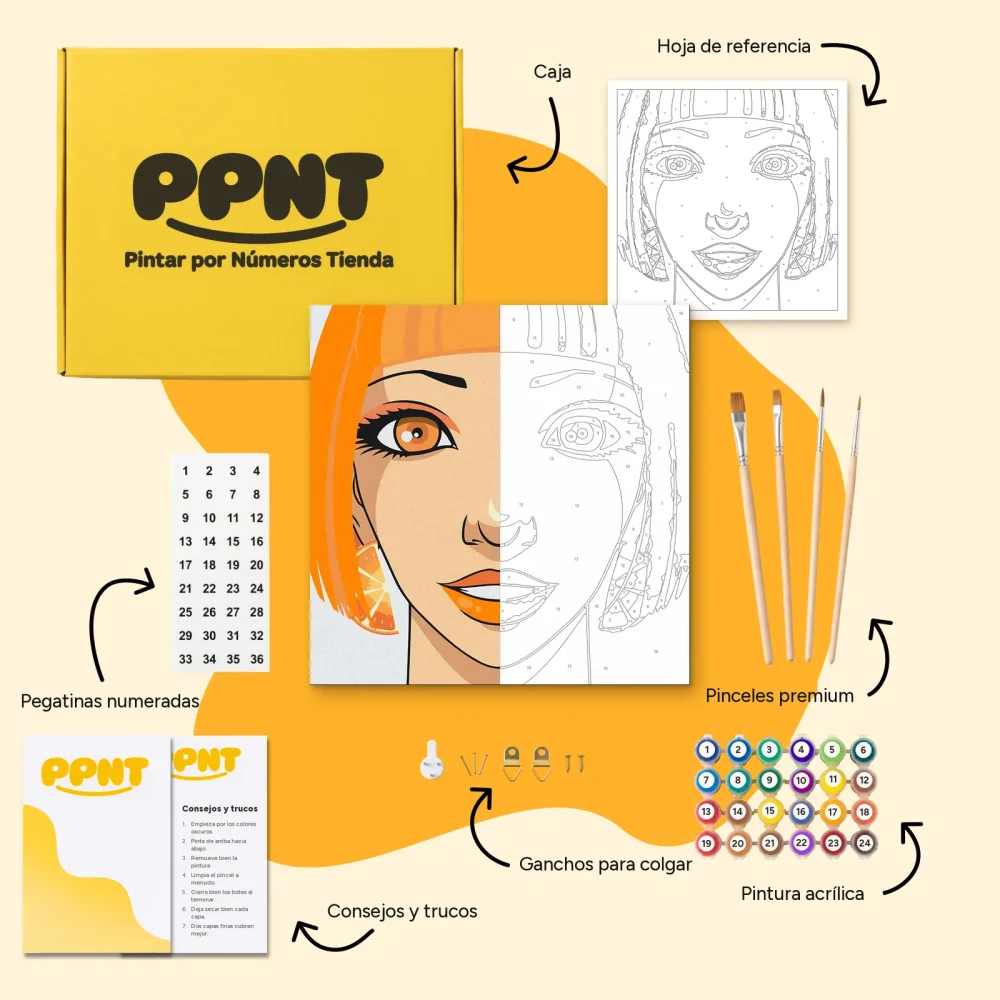 Pintar por Números - Mujer con pendientes naranjas