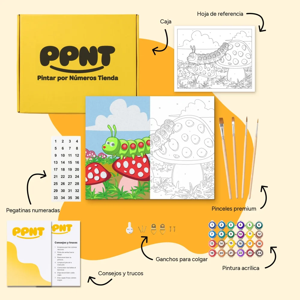 Pintar por Números - Oruga sobre setas