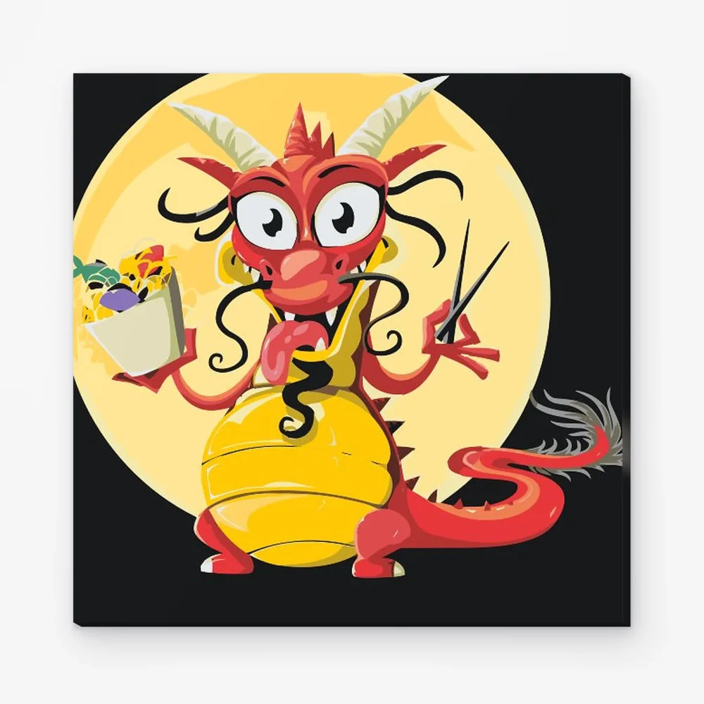 Pintar por Números - Pequeño dragón hambriento
