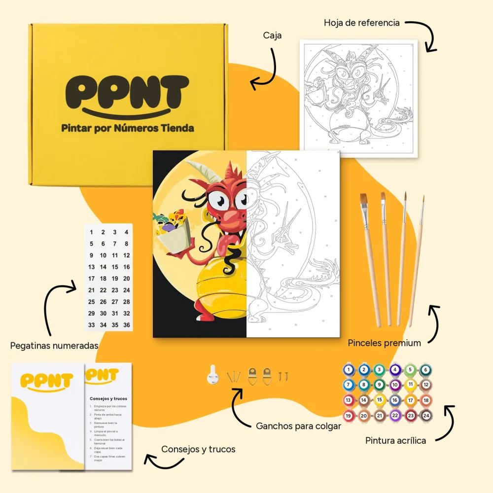 Pintar por Números - Pequeño dragón hambriento