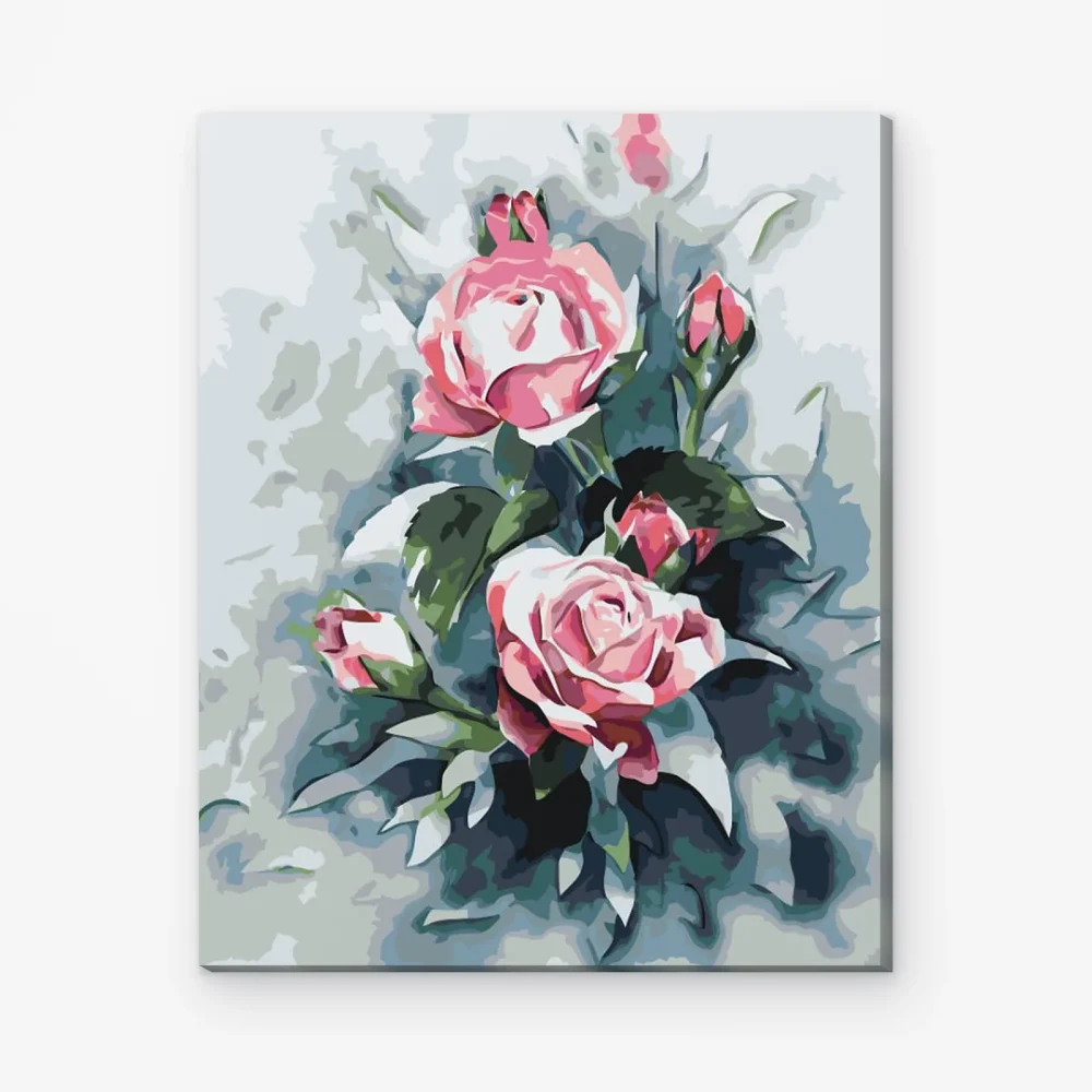 Pintar por Números - Ramo de rosas rosa pastel