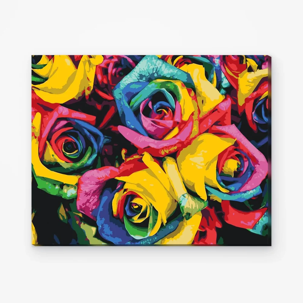 Pintar por Números - Rosas de colores arcoíris