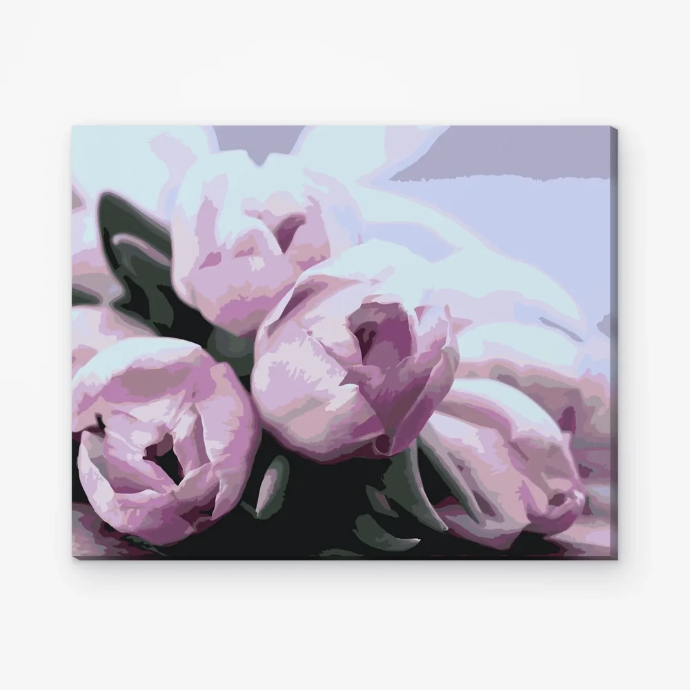 Pintar por Números - Tulipanes morados sobre la mesa