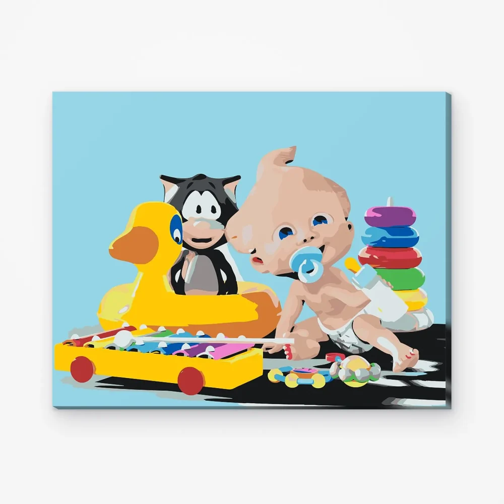 Pintar por Números - Un niño y sus juguetes