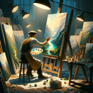 Prepara tus pinturas para la exposición.