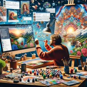 Disfruta del fluir de la pintura sobre el lienzo.