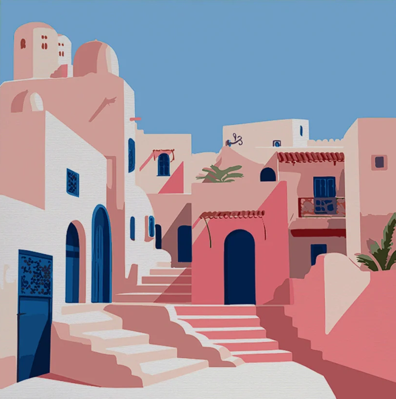 Pintar por Números - Escaleras Santorini