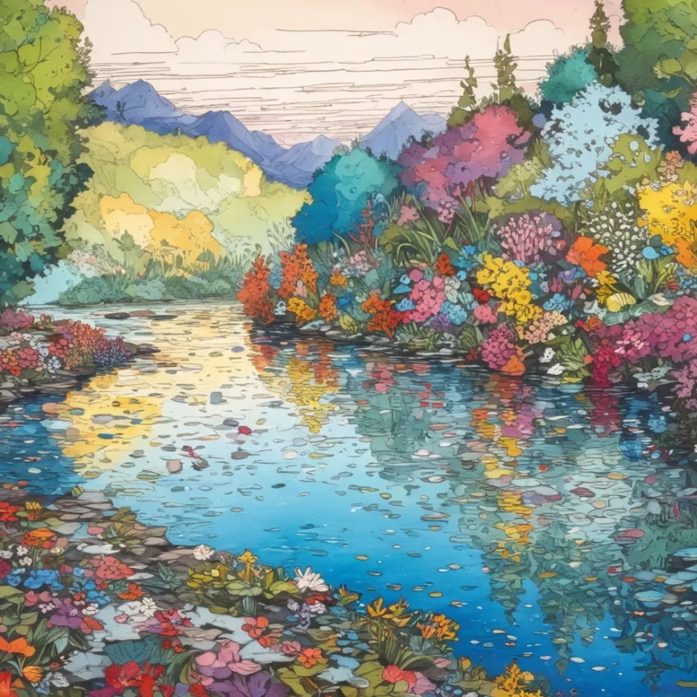 Pintar por Números - Ribera en flor