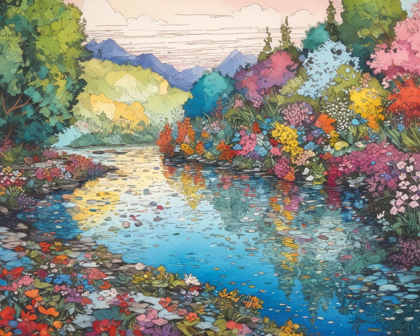 Pintar por Números - Ribera en flor