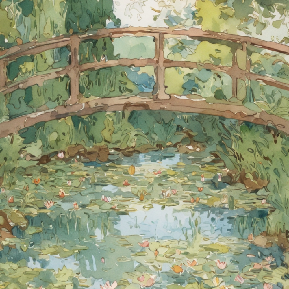 Pintar por Números - Puente de jardín sobre nenúfares