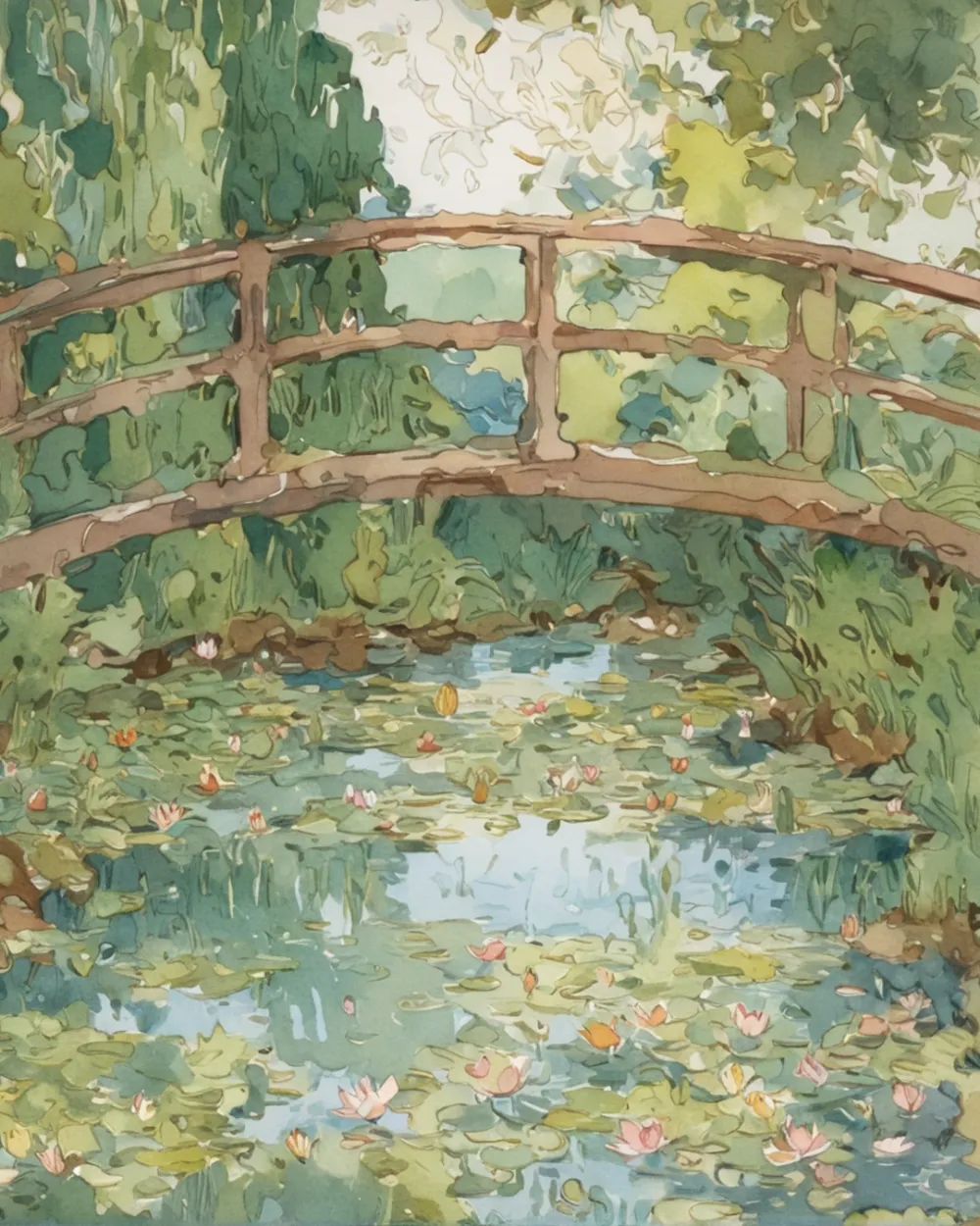 Pintar por Números - Puente de jardín sobre nenúfares