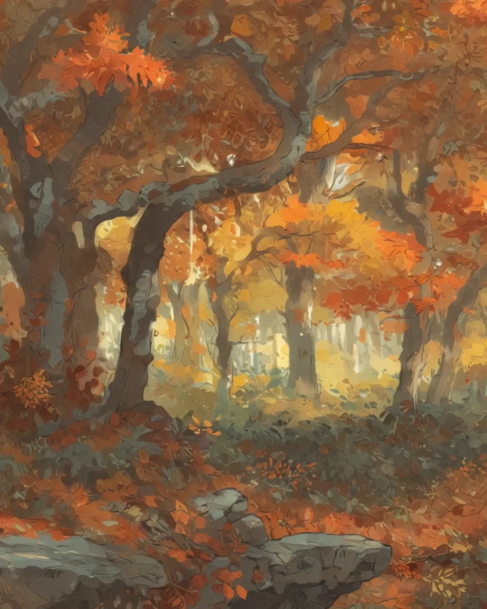 Pintar por Números - Resplandor del bosque otoñal
