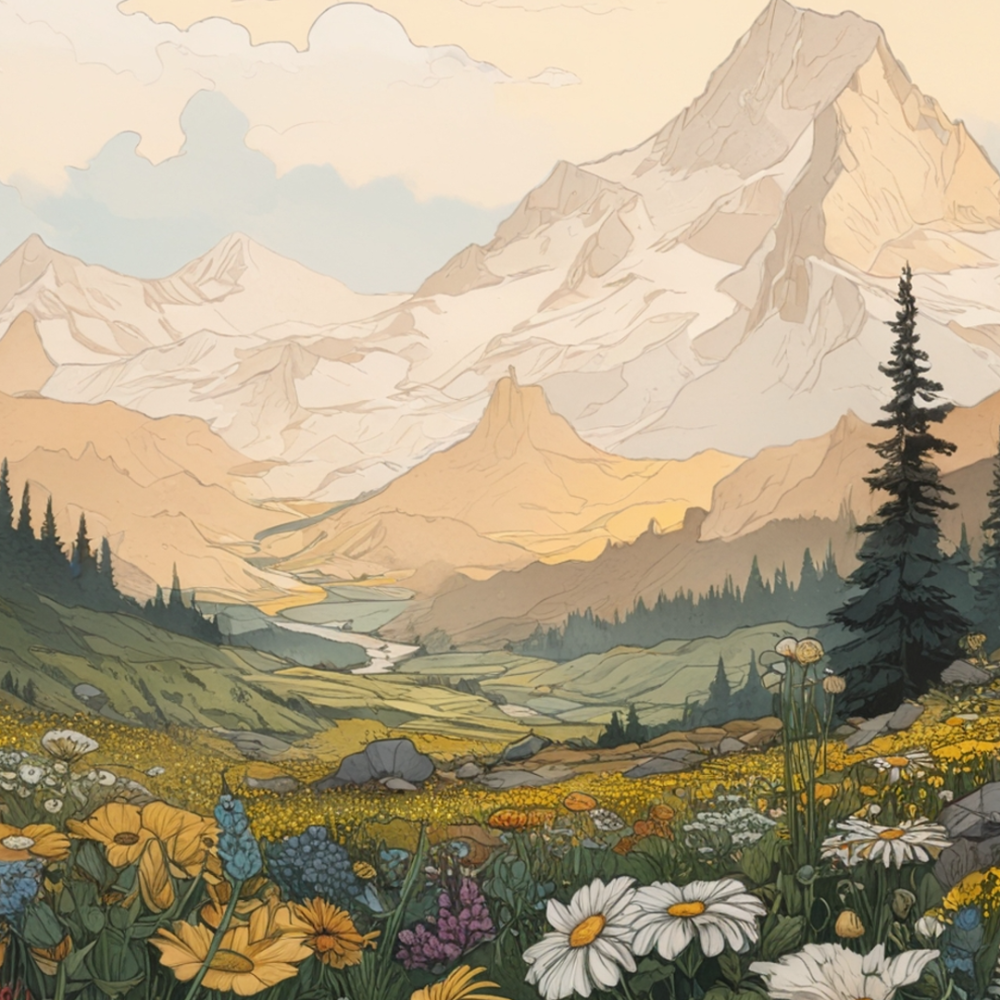 Pintar por Números - Pradera de montaña en flor