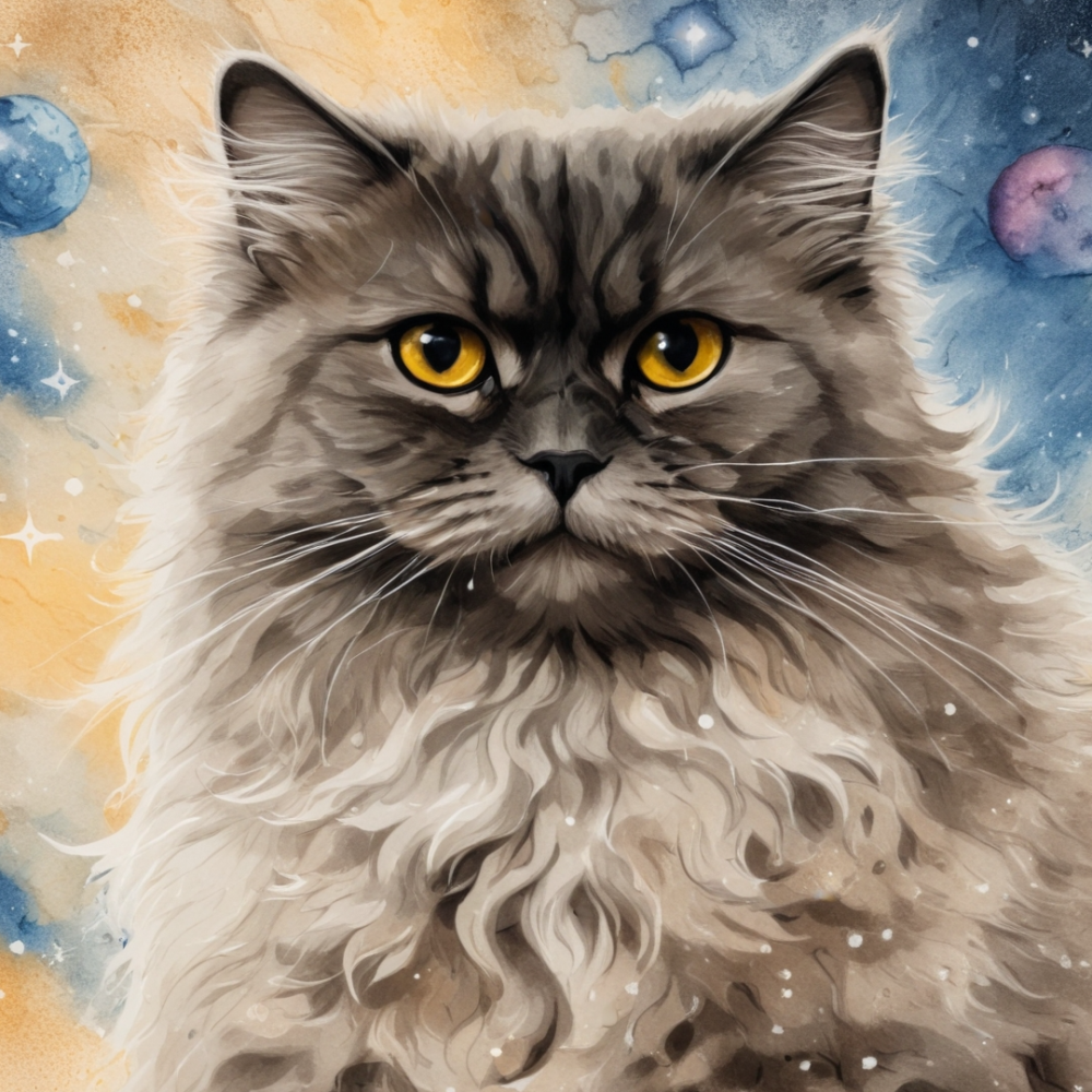 Pintar por Números - Retrato de gato galáctico