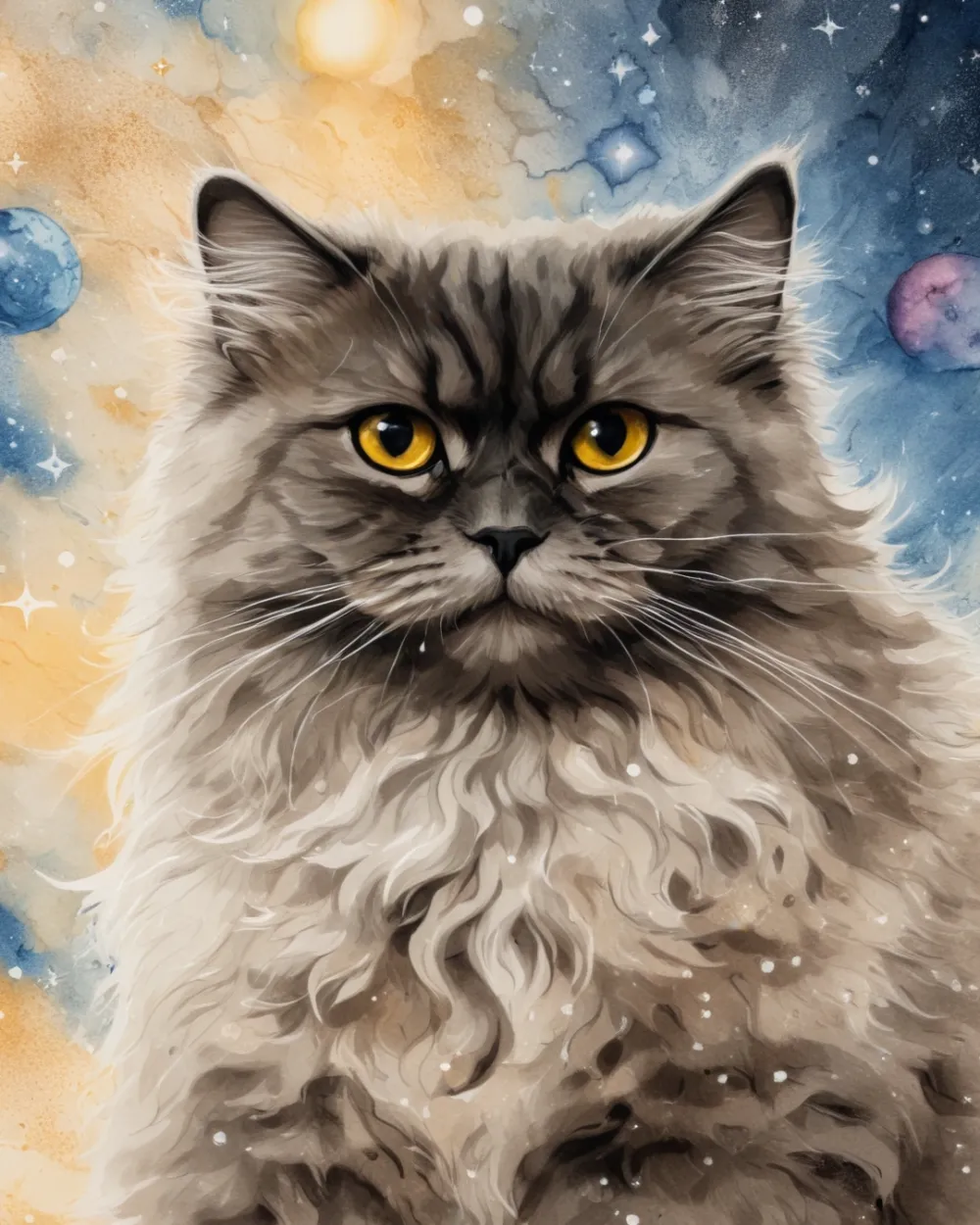 Pintar por Números - Retrato de gato galáctico