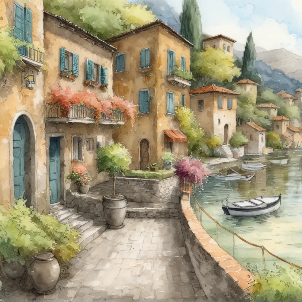 Pintar por Números - Pueblo tranquilo en el lago