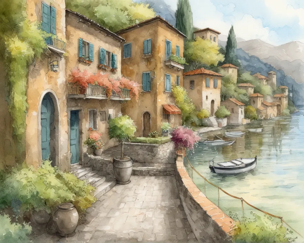 Pintar por Números - Pueblo tranquilo en el lago