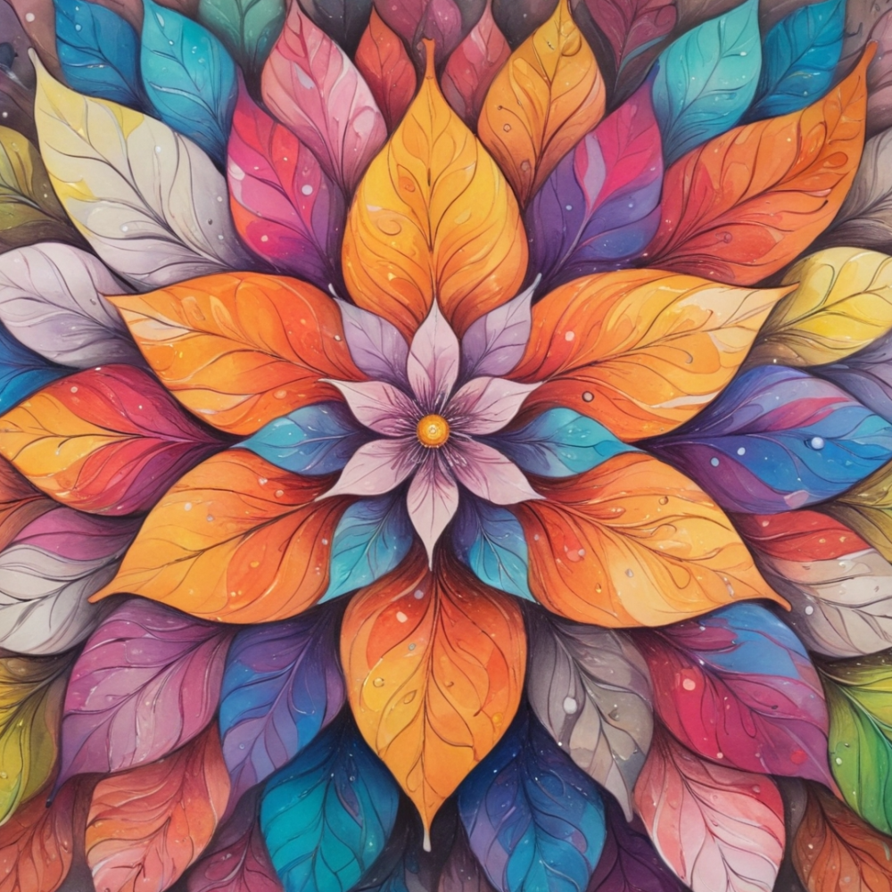 Pintar por Números - Mandala de hoja vibrante