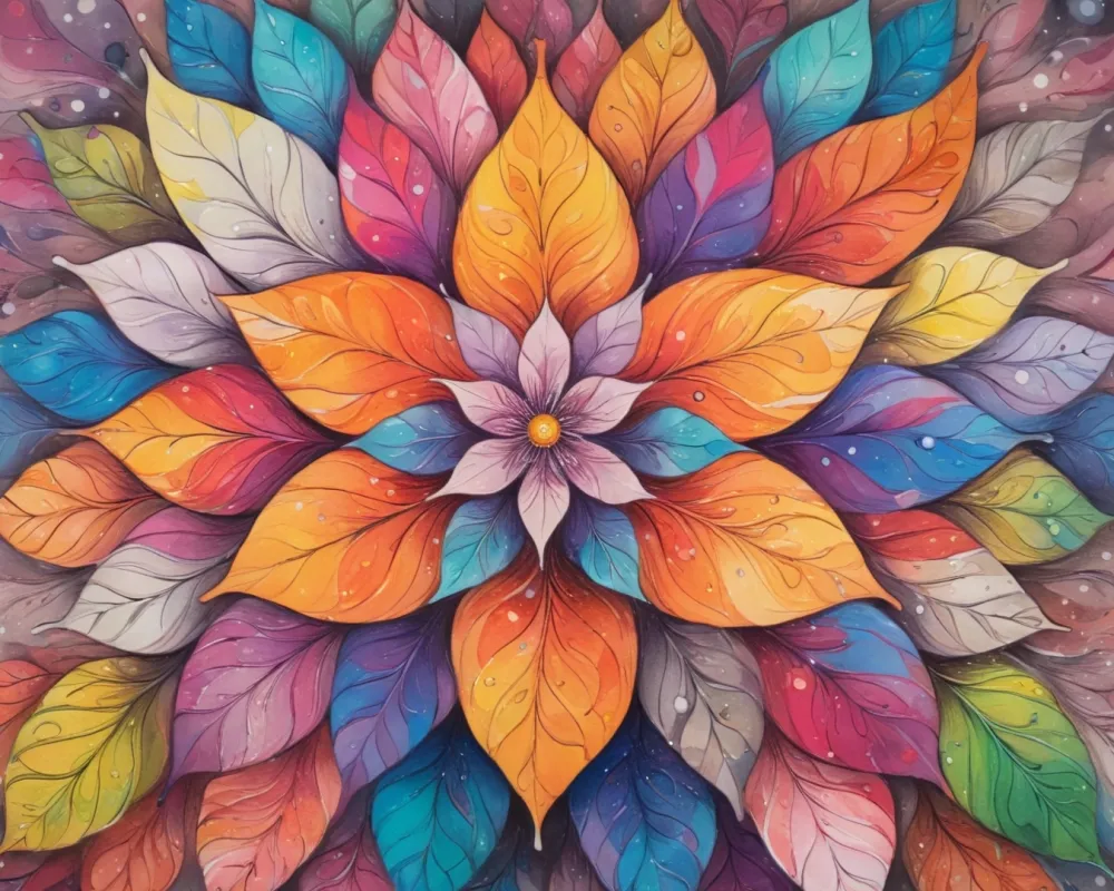Pintar por Números - Mandala de hoja vibrante