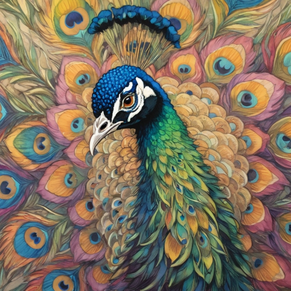 Pintar por Números - Pavo real vibrante