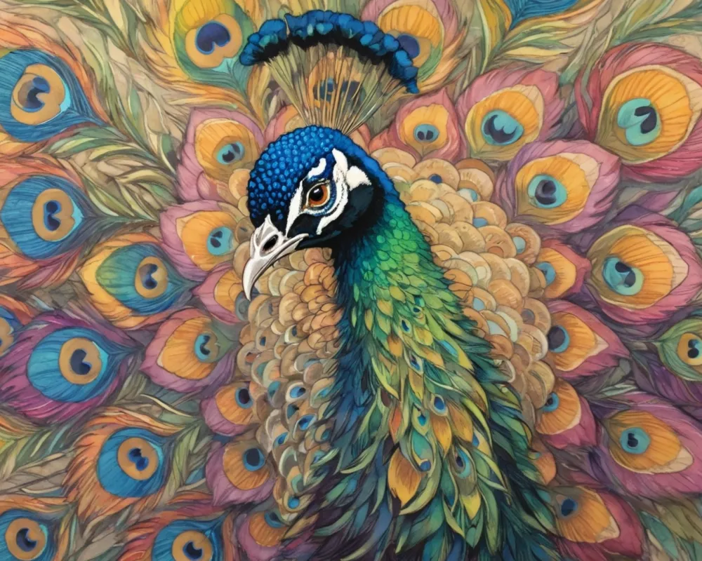 Pintar por Números - Pavo real vibrante