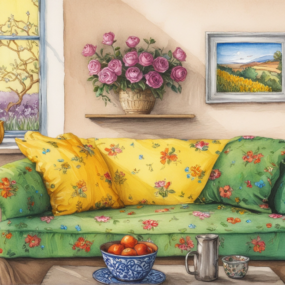 Pintar por Números - Acogedor salón floral