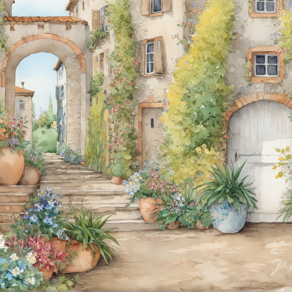 Pintar por Números - Encantador patio mediterráneo