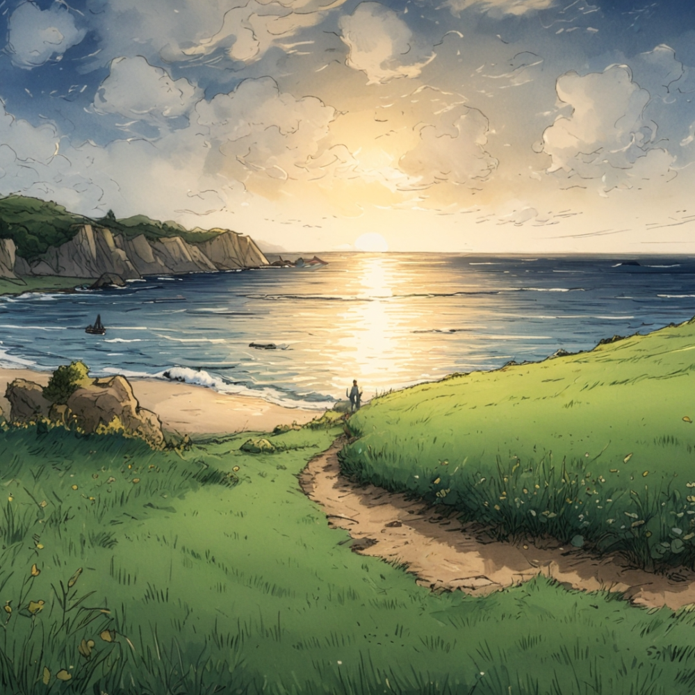 Pintar por Números - Puesta de sol sobre los acantilados costeros