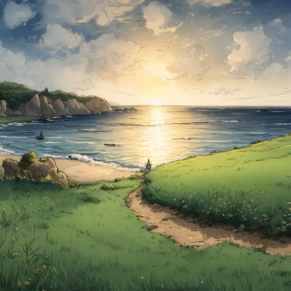 Pintar por Números - Puesta de sol sobre los acantilados costeros