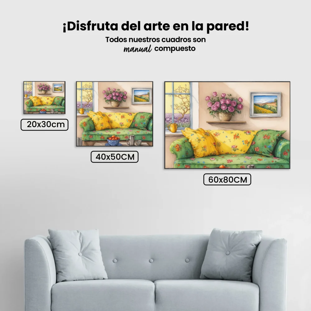 Pintar por Números - Acogedor salón floral