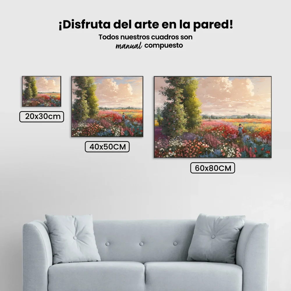 Pintar por Números - Atardecer en un campo de flores