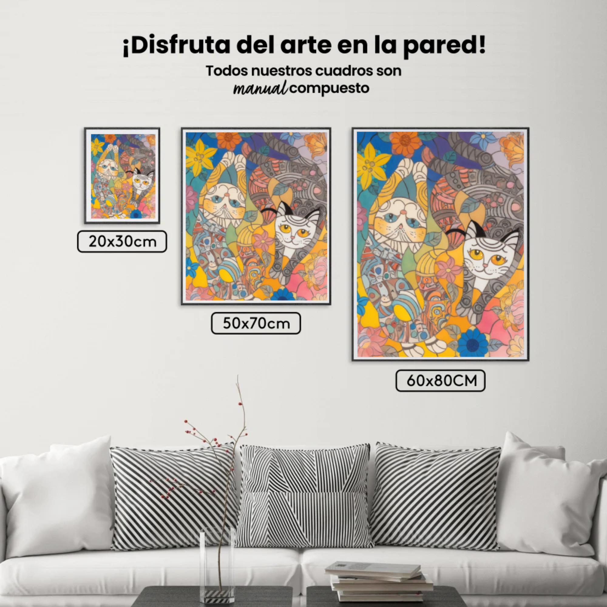 Pintar por Números - Gatos coloridos en una fantasía floral