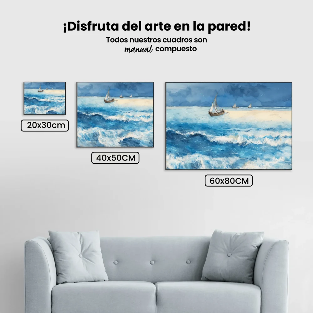 Pintar por Números - Navegando sobre las olas azul celeste