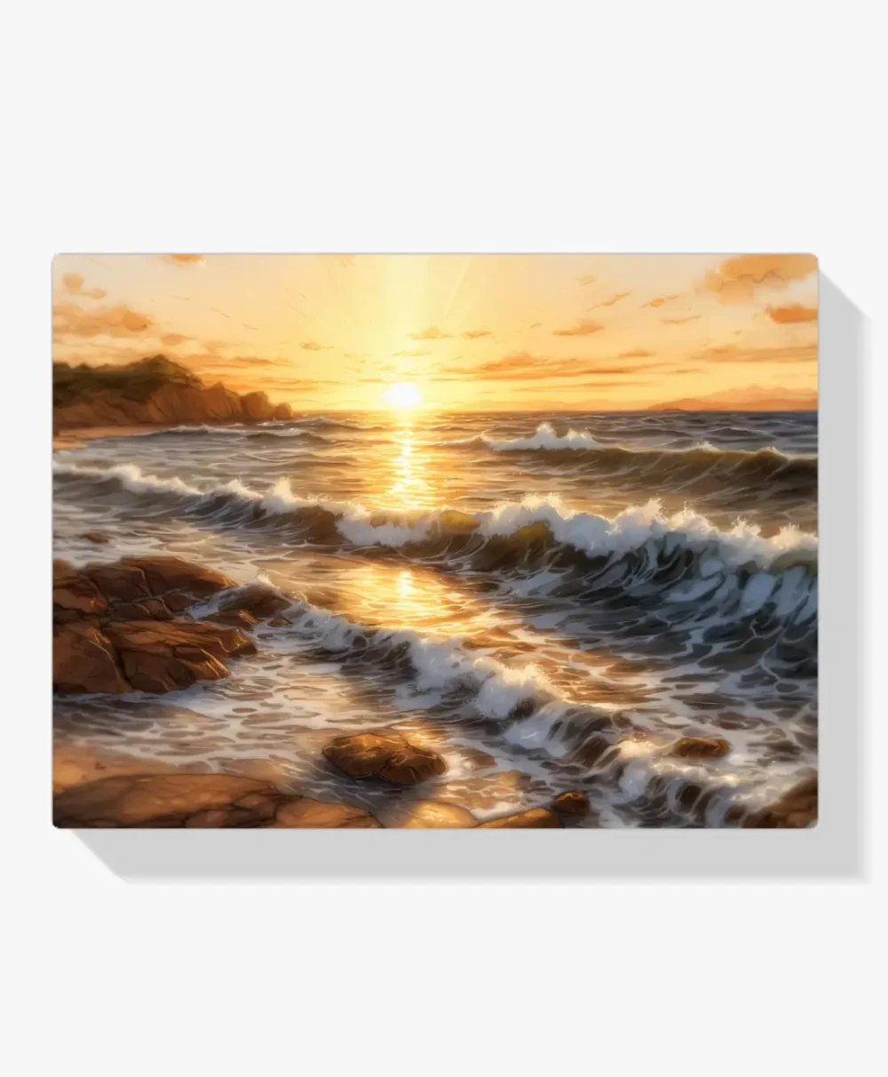Pintar por Números - Olas doradas al atardecer