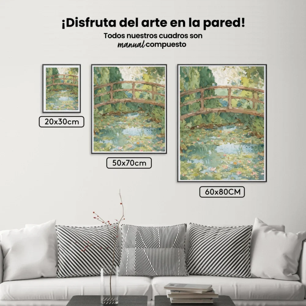 Pintar por Números - Puente de jardín sobre nenúfares