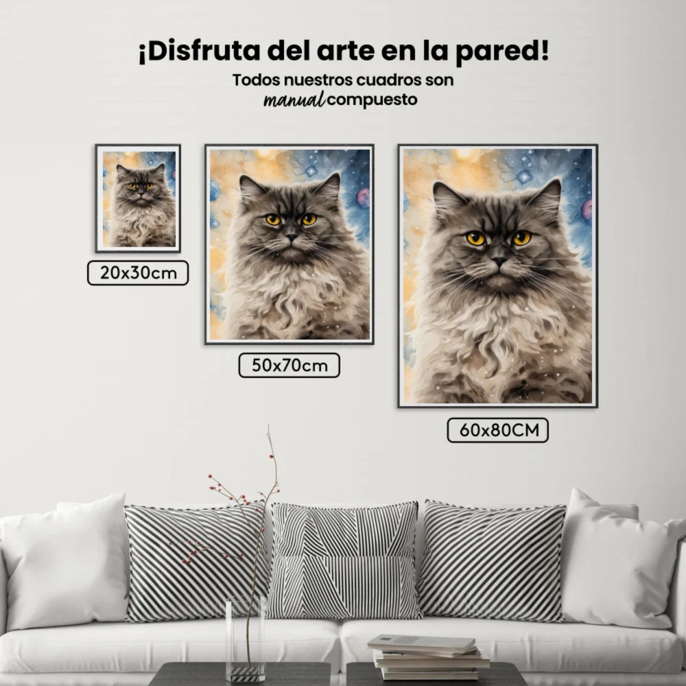 Pintar por Números - Retrato de gato galáctico