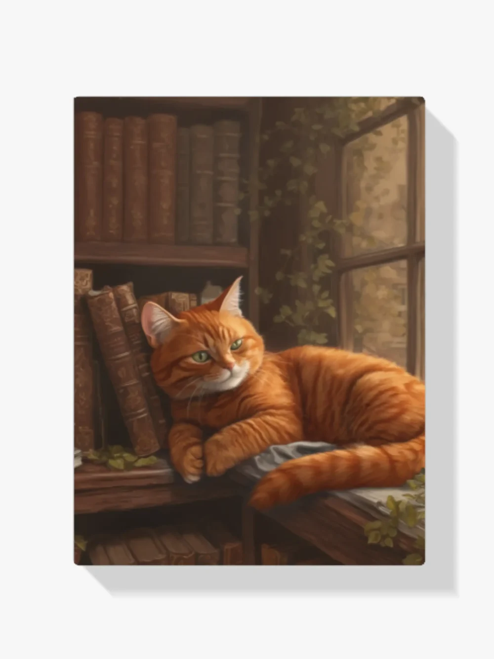 Pintar por Números - Gato acogedor en una biblioteca