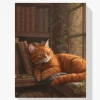 Pintar por Números - Gato acogedor en una biblioteca