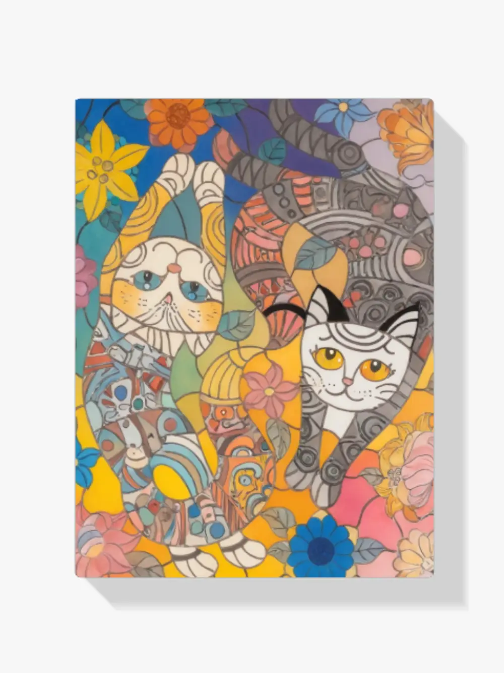 Pintar por Números - Gatos coloridos en una fantasía floral