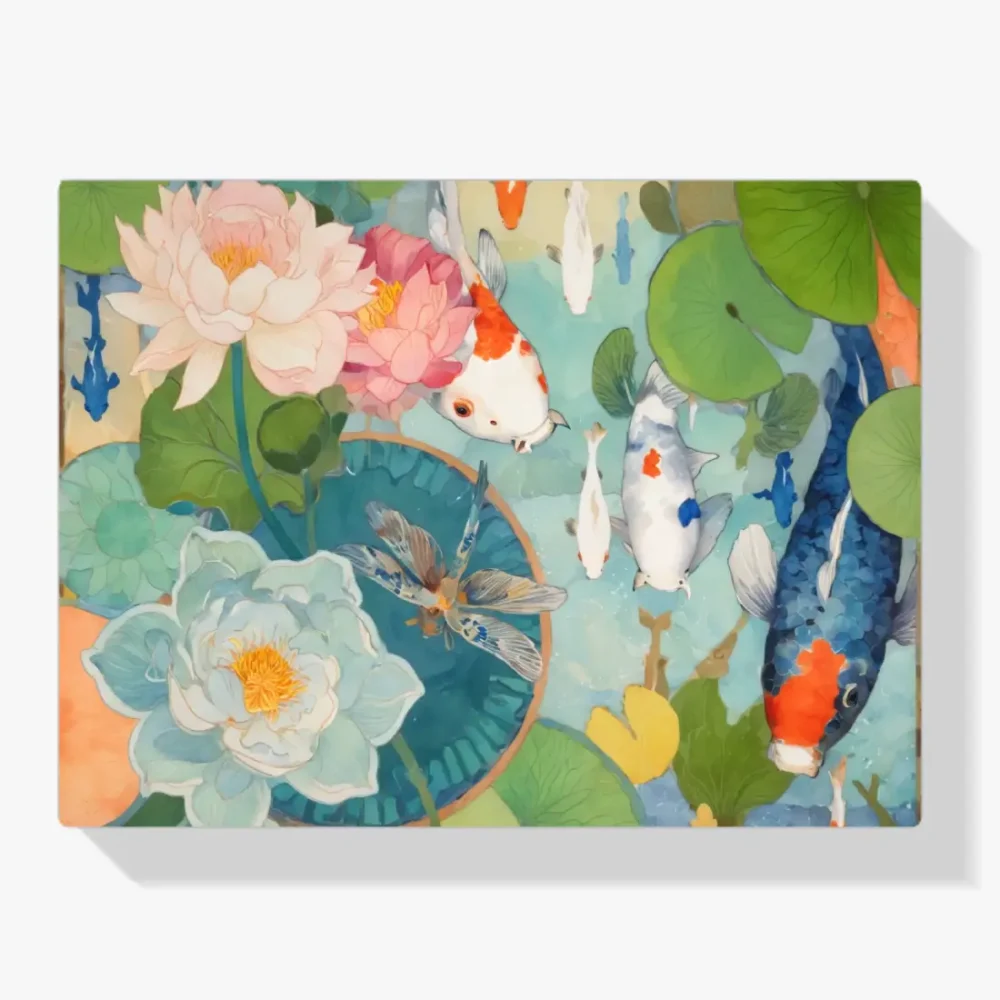 Pintar por Números - Estanque con flores de loto y libélulas