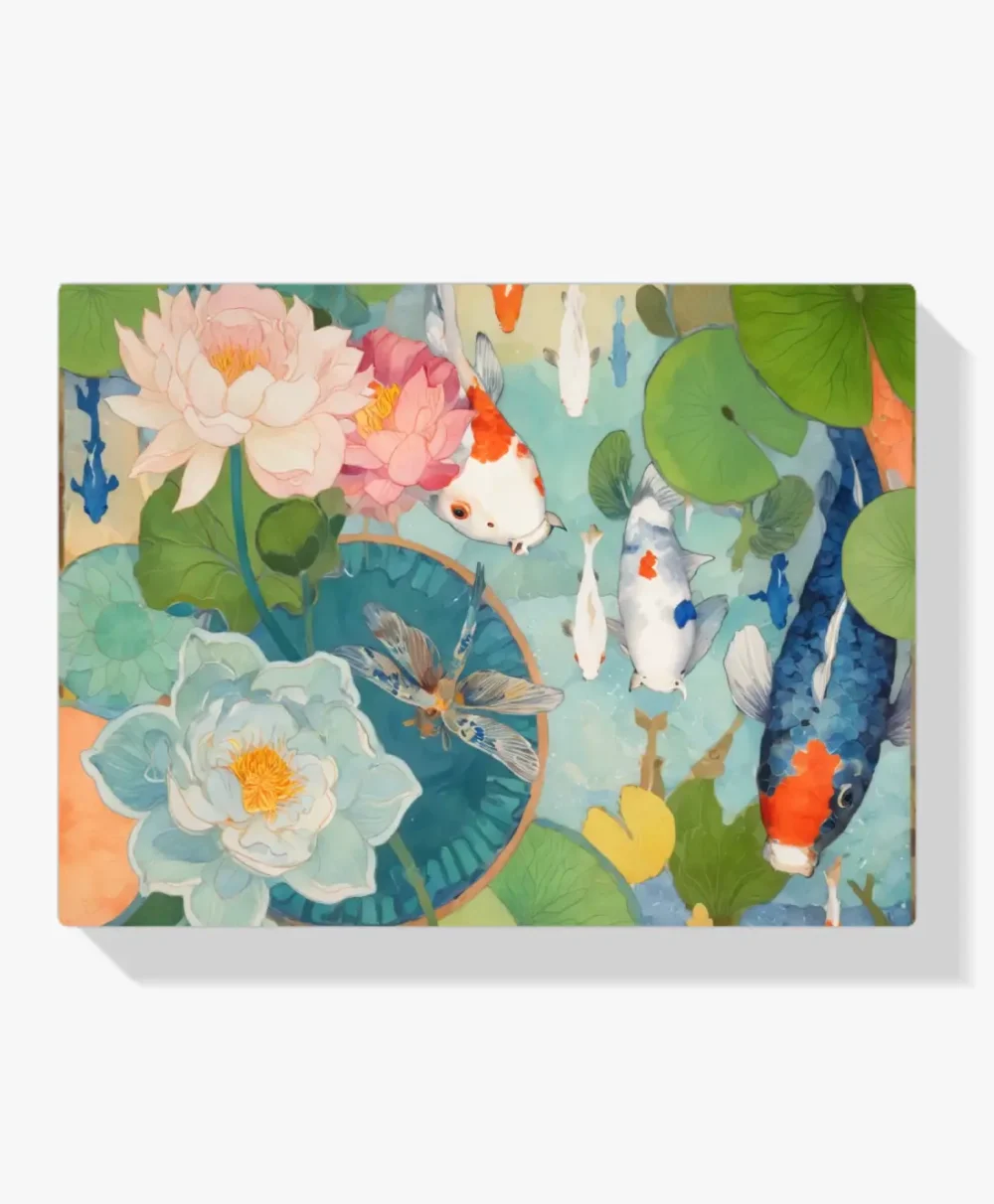 Pintar por Números - Estanque con flores de loto y libélulas