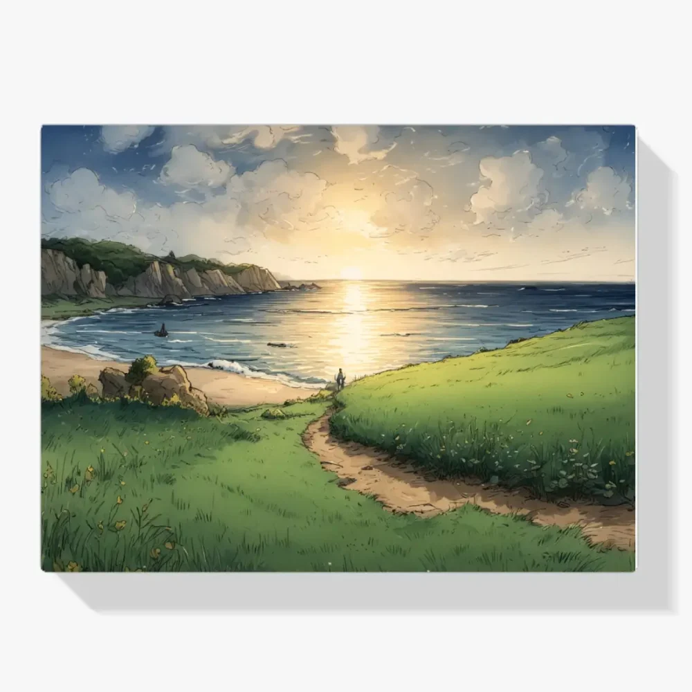 Pintar por Números - Puesta de sol sobre los acantilados costeros