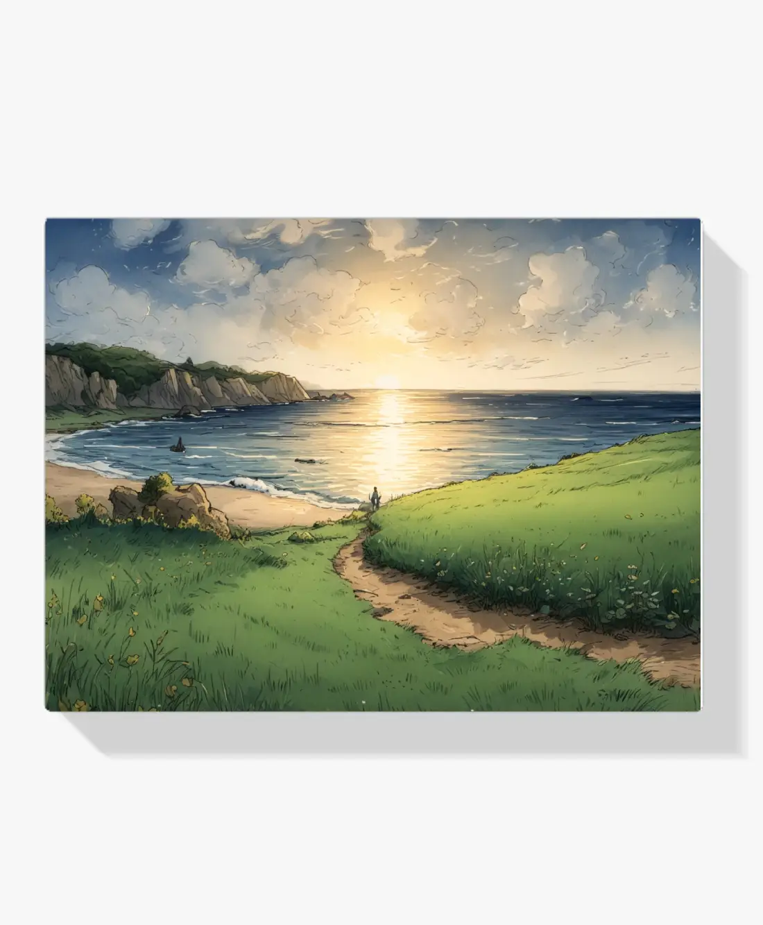 Pintar por Números - Puesta de sol sobre los acantilados costeros