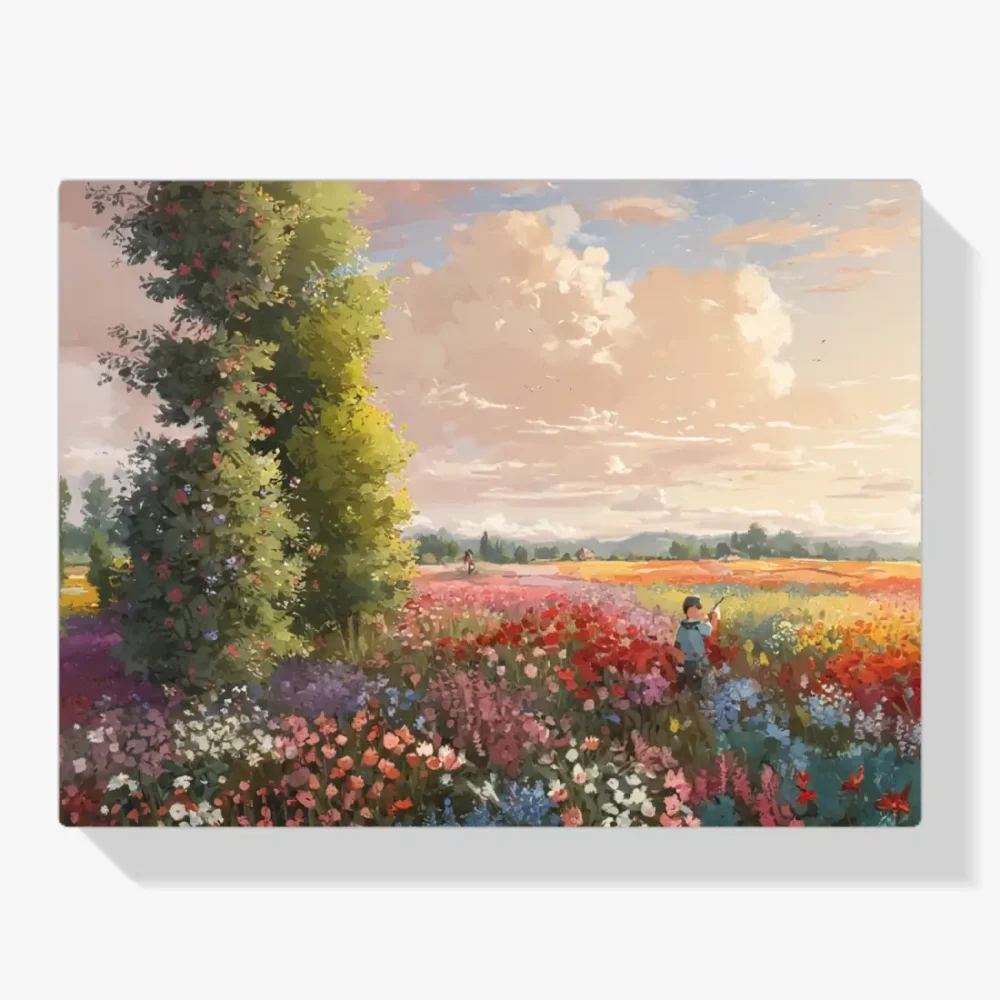 Pintar por Números - Atardecer en un campo de flores