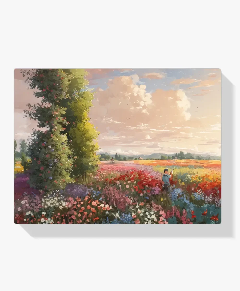 Pintar por Números - Atardecer en un campo de flores