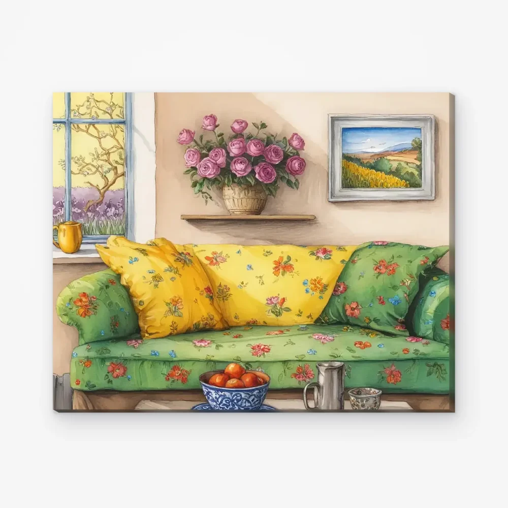 Pintar por Números - Acogedor salón floral