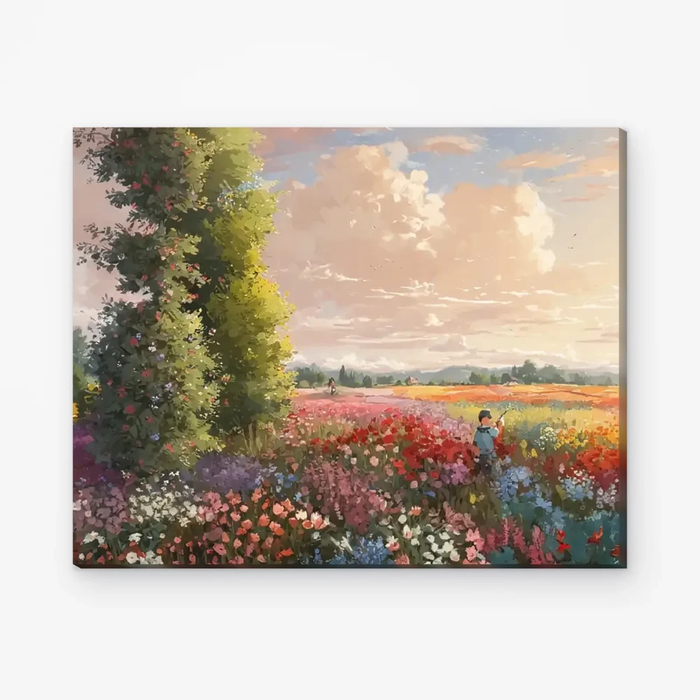 Pintar por Números - Atardecer en un campo de flores